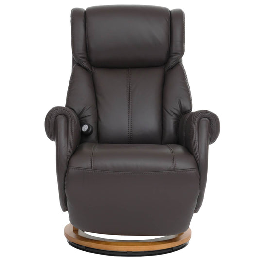 Cosmo Casa - Relaxstoel Opstahulp - TV Stoel - Fauteuil - Voetsteun - Hout - Leer - Bruin - Natuurlijk Hout