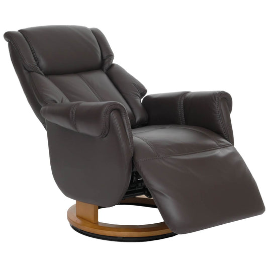 Cosmo Casa - Relaxstoel Opstahulp - TV Stoel - Fauteuil - Voetsteun - Hout - Leer - Bruin - Natuurlijk Hout