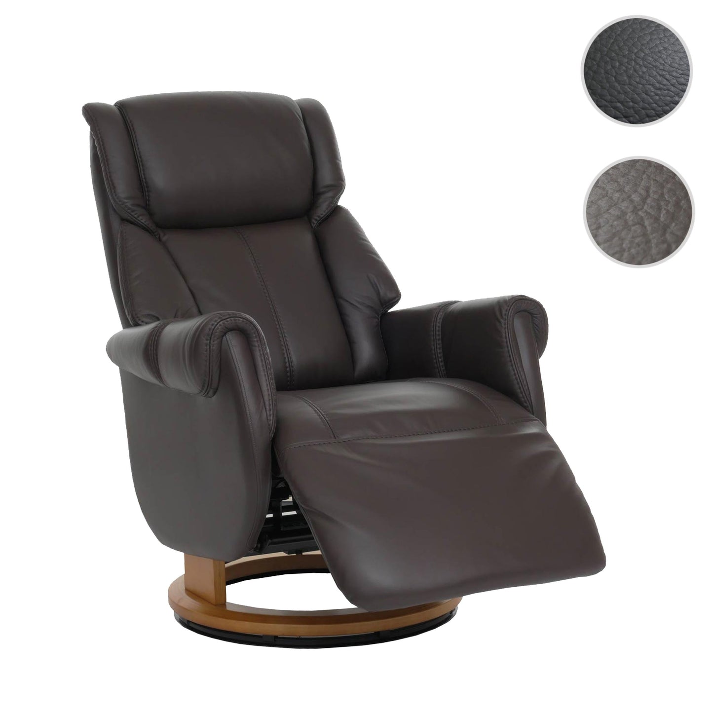 Cosmo Casa - Relaxstoel Opstahulp - TV Stoel - Fauteuil - Voetsteun - Hout - Leer - Bruin - Natuurlijk Hout