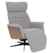 Cosmo Casa - Relaxfauteuil - TV Stoel - Fauteuil - Voetsteun - Draaibaar - Boucléhout Stof - Grijs - Hout Walnootlook