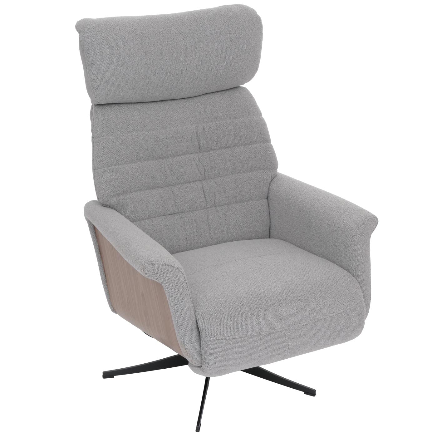 Cosmo Casa - Relaxfauteuil - TV Stoel - Fauteuil - Voetsteun - Draaibaar - Boucléhout Stof - Grijs - Hout Walnootlook