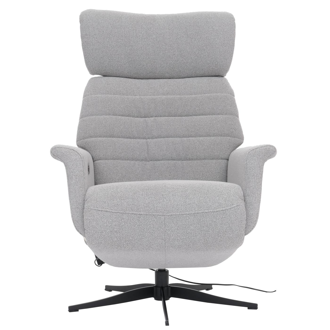 Cosmo Casa - Relaxfauteuil - TV Stoel - Fauteuil - Voetsteun - Draaibaar - Boucléhout Stof - Grijs - Hout Walnootlook