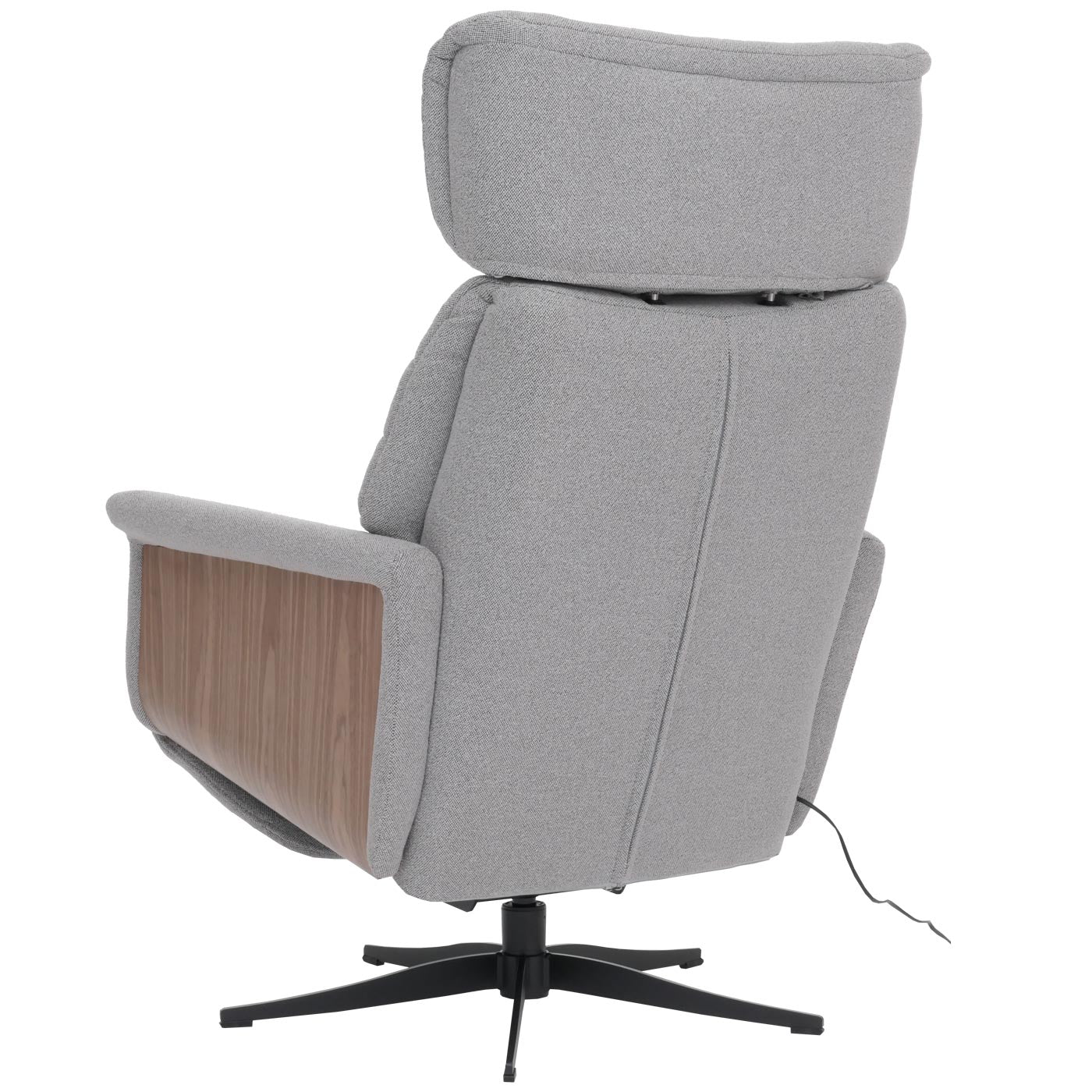 Cosmo Casa - Relaxfauteuil - TV Stoel - Fauteuil - Voetsteun - Draaibaar - Boucléhout Stof - Grijs - Hout Walnootlook