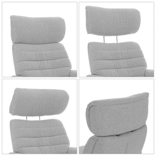 Cosmo Casa - Relaxfauteuil - TV Stoel - Fauteuil - Voetsteun - Draaibaar - Boucléhout Stof - Grijs - Hout Walnootlook
