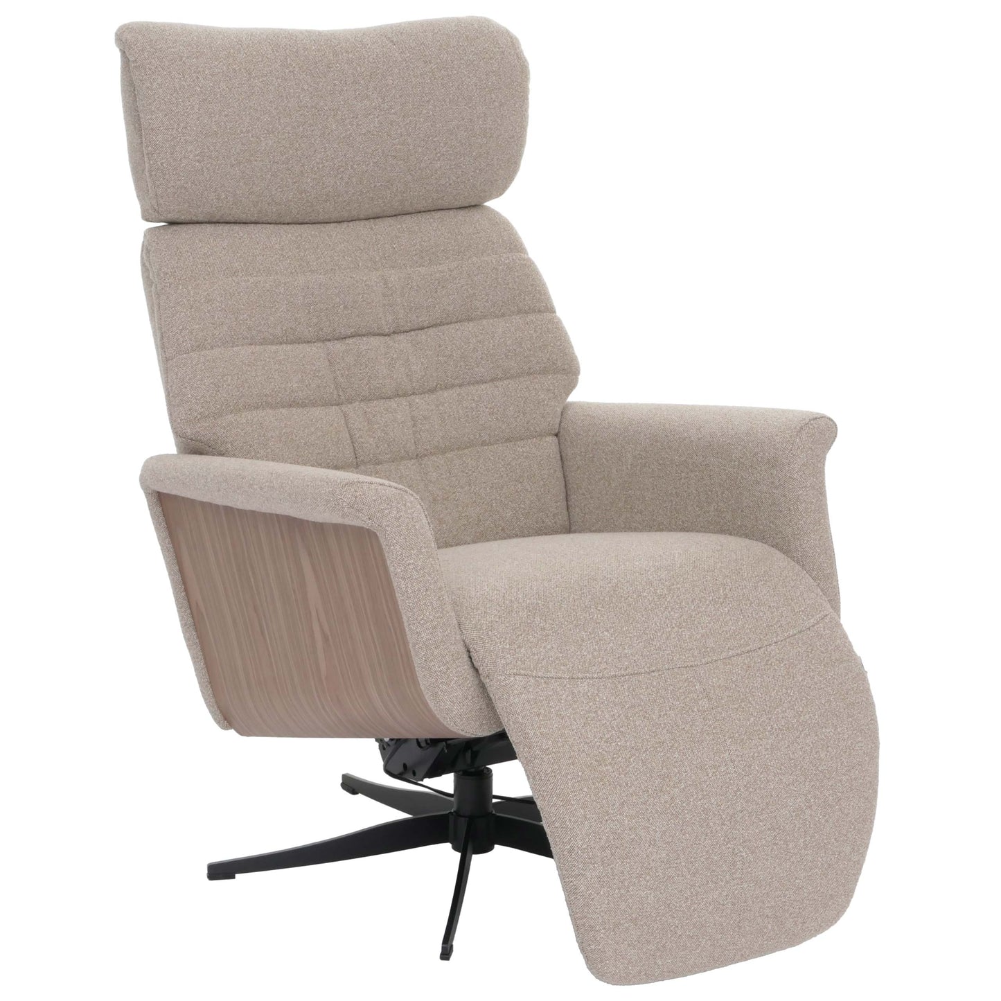 Cosmo Casa - Relaxfauteuil - TV Stoel - Fauteuil - Voetsteun - Draaibaar - Boucléhout Stof - Bruin - Hout Walnootlook