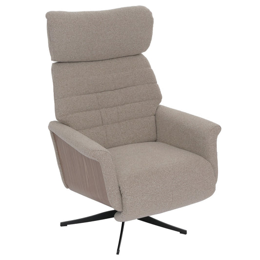 Cosmo Casa - Relaxfauteuil - TV Stoel - Fauteuil - Voetsteun - Draaibaar - Boucléhout Stof - Bruin - Hout Walnootlook
