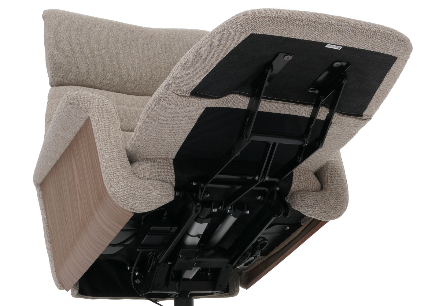 Cosmo Casa - Relaxfauteuil - TV Stoel - Fauteuil - Voetsteun - Draaibaar - Boucléhout Stof - Bruin - Hout Walnootlook