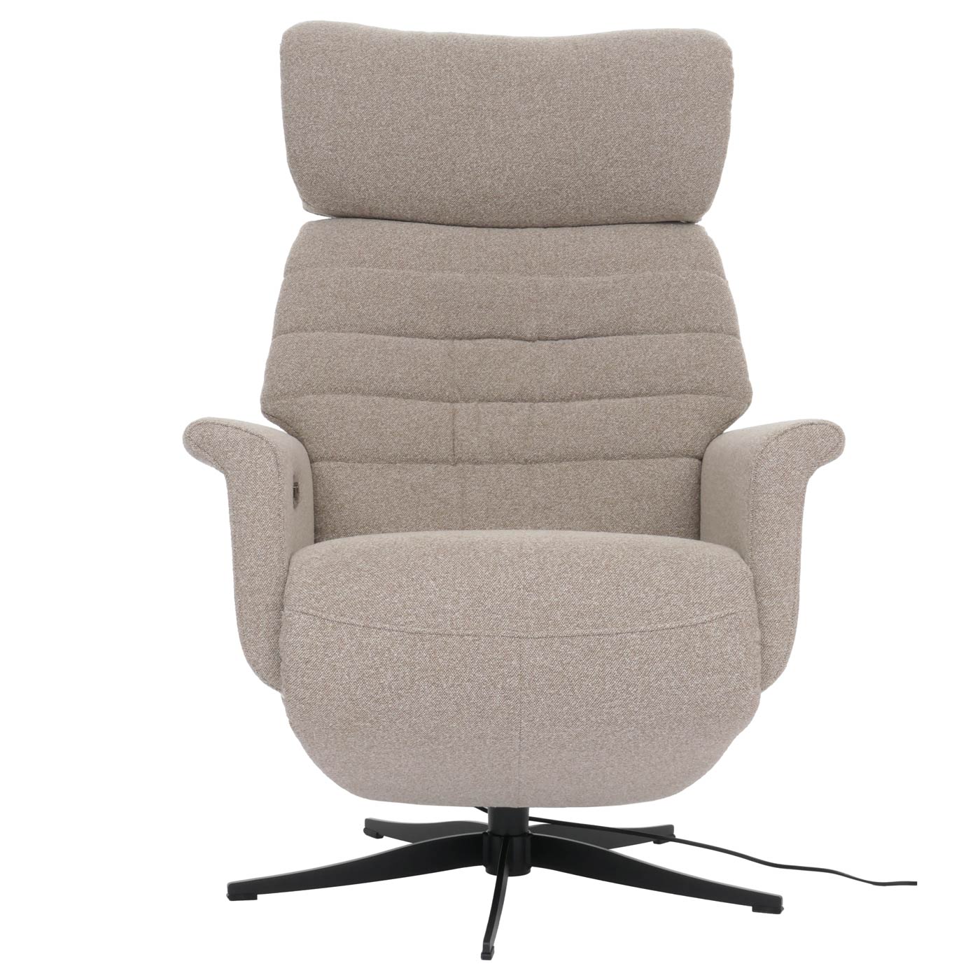Cosmo Casa - Relaxfauteuil - TV Stoel - Fauteuil - Voetsteun - Draaibaar - Boucléhout Stof - Bruin - Hout Walnootlook