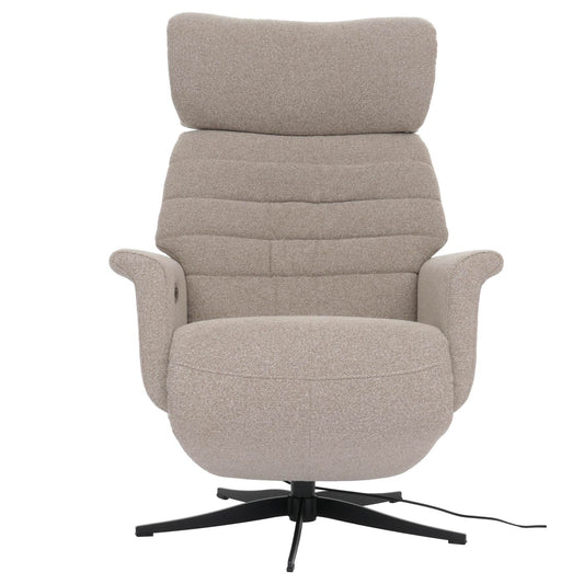 Cosmo Casa - Relaxfauteuil - TV Stoel - Fauteuil - Voetsteun - Draaibaar - Boucléhout Stof - Bruin - Hout Walnootlook