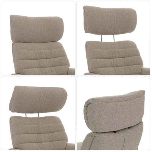 Cosmo Casa - Relaxfauteuil - TV Stoel - Fauteuil - Voetsteun - Draaibaar - Boucléhout Stof - Bruin - Hout Walnootlook