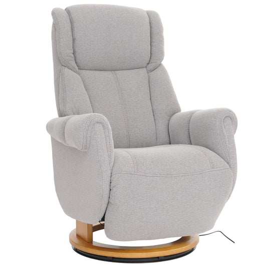 Cosmo Casa - Relaxstoel Opstahulp - TV Stoel - Fauteuil - Voetsteun - Boucléhout Stof - Grijs - Natuurlijk Hout