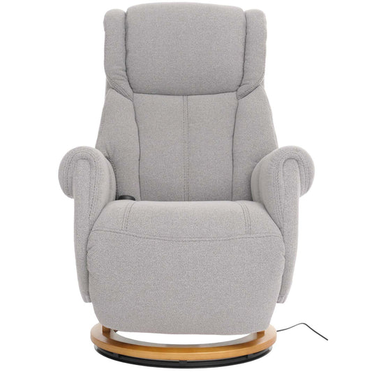 Cosmo Casa - Relaxstoel Opstahulp - TV Stoel - Fauteuil - Voetsteun - Boucléhout Stof - Grijs - Natuurlijk Hout