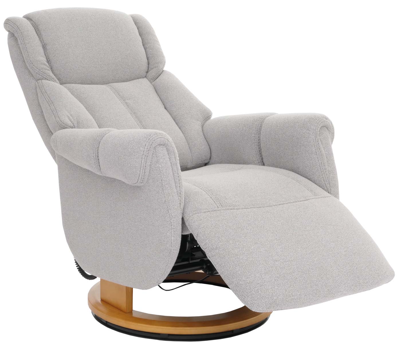 Cosmo Casa - Relaxstoel Opstahulp - TV Stoel - Fauteuil - Voetsteun - Boucléhout Stof - Grijs - Natuurlijk Hout