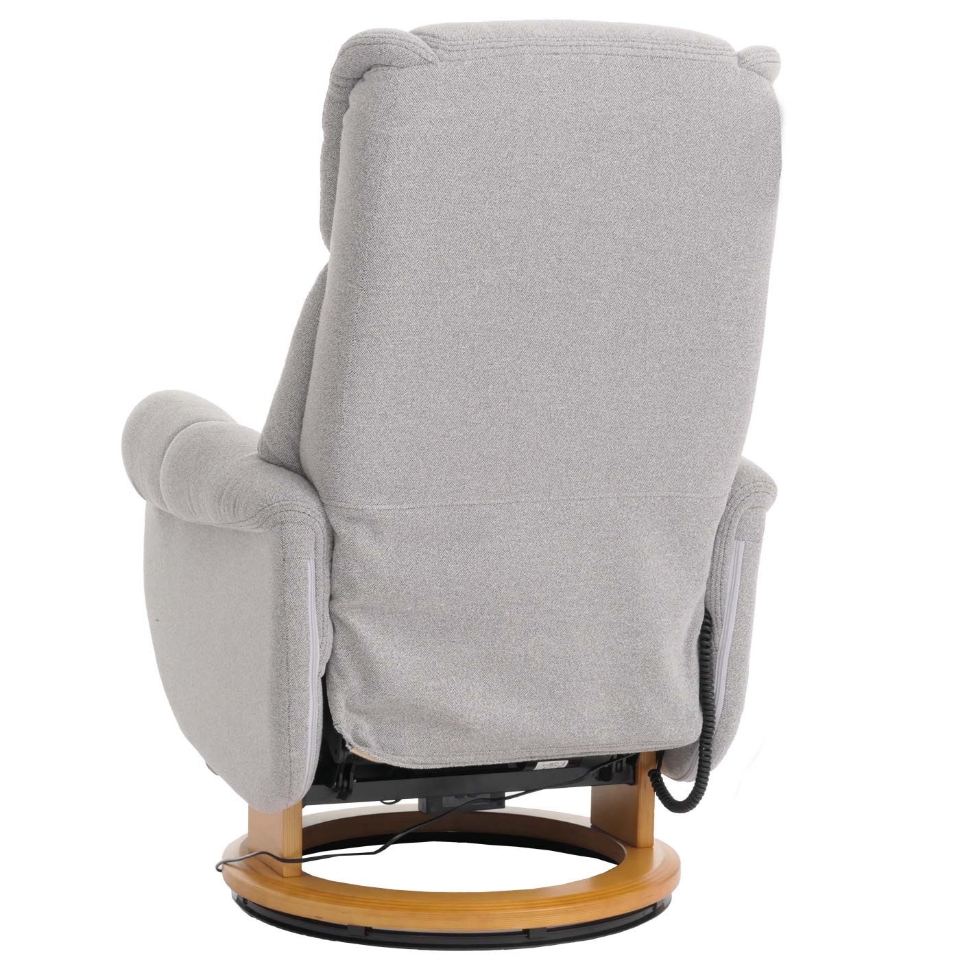 Cosmo Casa - Relaxstoel Opstahulp - TV Stoel - Fauteuil - Voetsteun - Boucléhout Stof - Grijs - Natuurlijk Hout