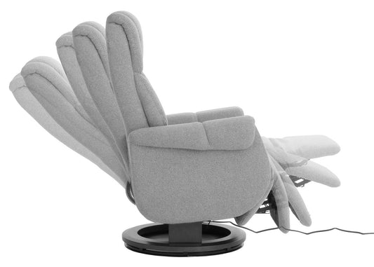 Cosmo Casa - Relaxstoel Opstahulp - TV Stoel - Fauteuil - Voetsteun - Boucléhout Stof - Grijs - Natuurlijk Hout