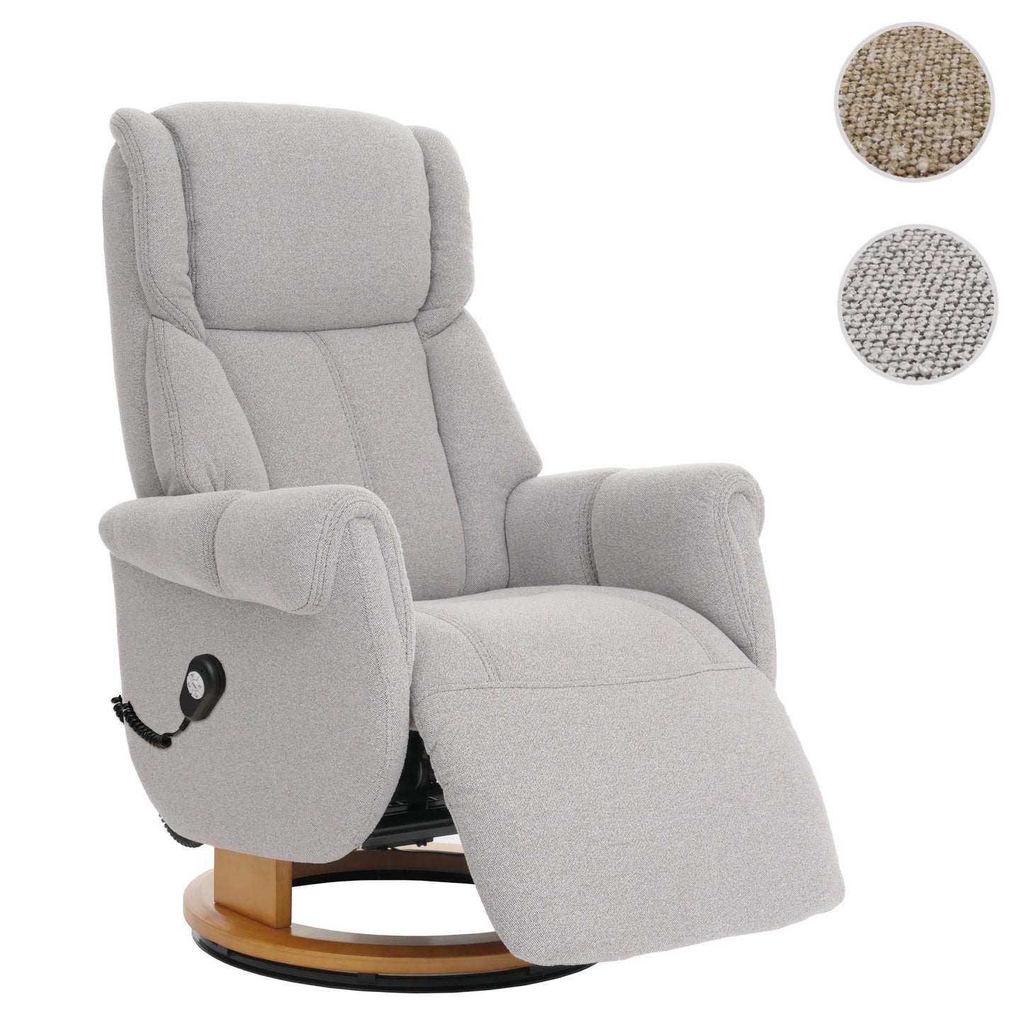 Cosmo Casa - Relaxstoel Opstahulp - TV Stoel - Fauteuil - Voetsteun - Boucléhout Stof - Grijs - Natuurlijk Hout