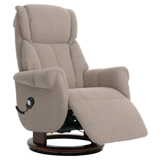 Cosmo Casa - Relaxstoel Opstahulp - TV Stoel - Voetsteun - Boucléhout Stof - Bruin - Walnootkleurig Hout