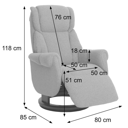 Cosmo Casa - Relaxstoel Opstahulp - TV Stoel - Voetsteun - Boucléhout Stof - Bruin - Walnootkleurig Hout