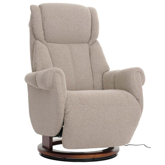 Cosmo Casa - Relaxstoel Opstahulp - TV Stoel - Voetsteun - Boucléhout Stof - Bruin - Walnootkleurig Hout