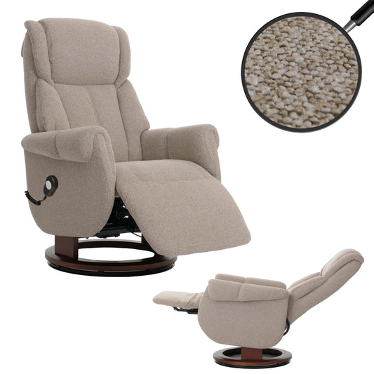 Cosmo Casa - Relaxstoel Opstahulp - TV Stoel - Voetsteun - Boucléhout Stof - Bruin - Walnootkleurig Hout