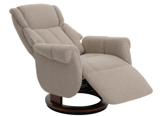 Cosmo Casa - Relaxstoel Opstahulp - TV Stoel - Voetsteun - Boucléhout Stof - Bruin - Walnootkleurig Hout