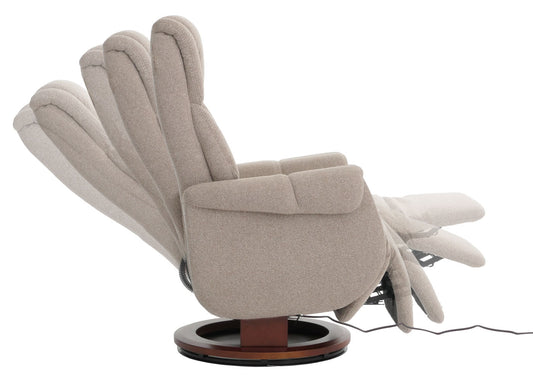 Cosmo Casa - Relaxstoel Opstahulp - TV Stoel - Voetsteun - Boucléhout Stof - Bruin - Walnootkleurig Hout