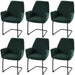 Cosmo Casa - Set van 6 Sledestoelen - Eetkamerstoelen - Keukenstoelen - Textiel - Groen