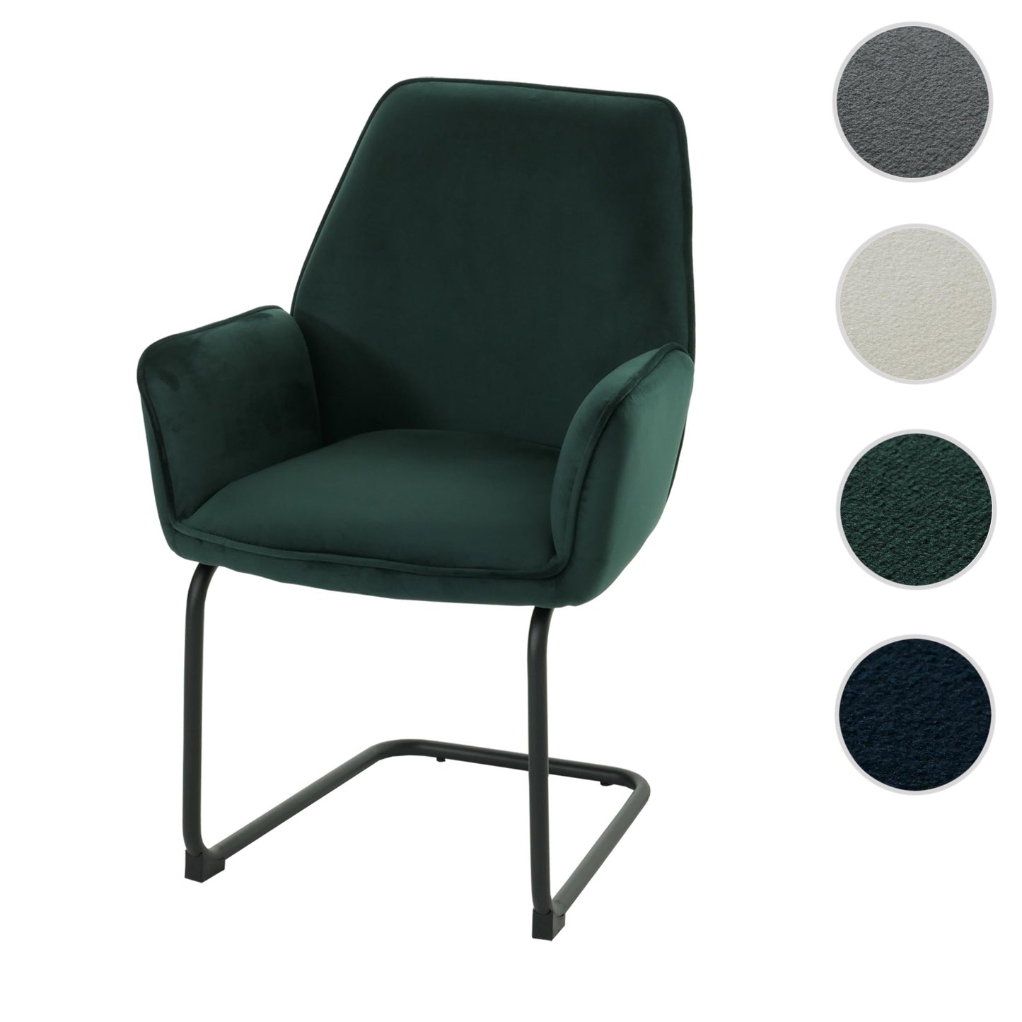 Cosmo Casa - Sledestoel - Eetkamerstoel - Keukenstoel - Textiel - Groen