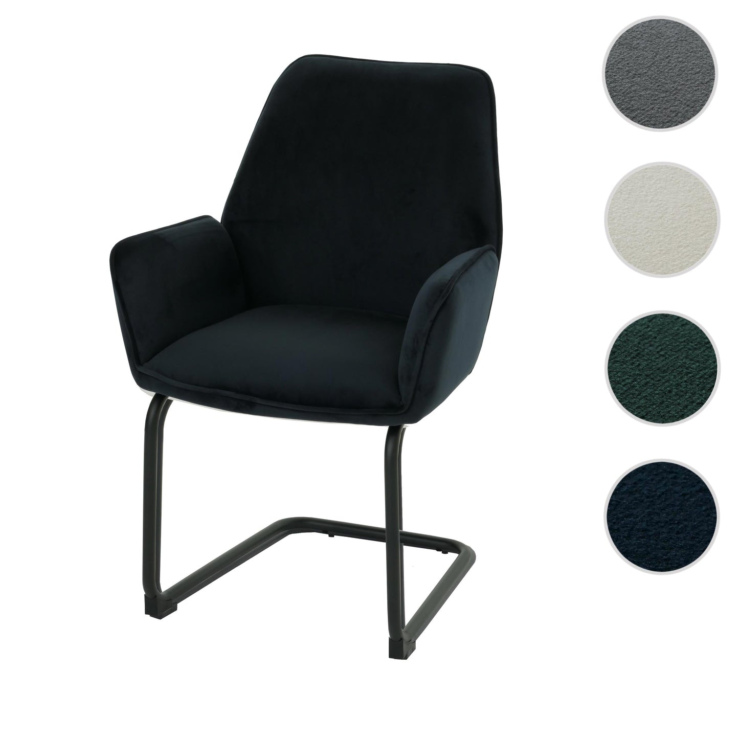 Cosmo Casa - Sledestoel - Eetkamerstoel - Keukenstoel - Textiel - Antracietblauw