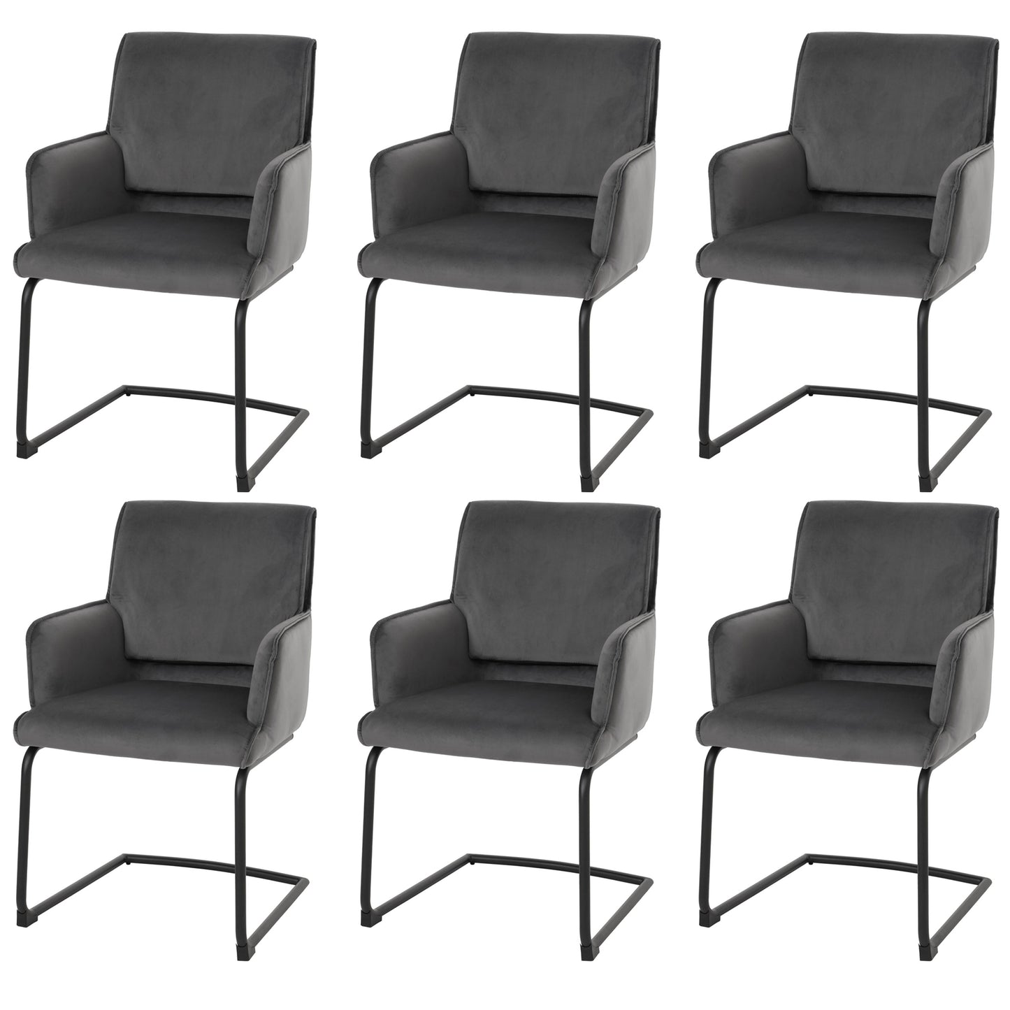 Cosmo Casa - Set van 6 Sledestoelen - Textiel - Donkergrijs