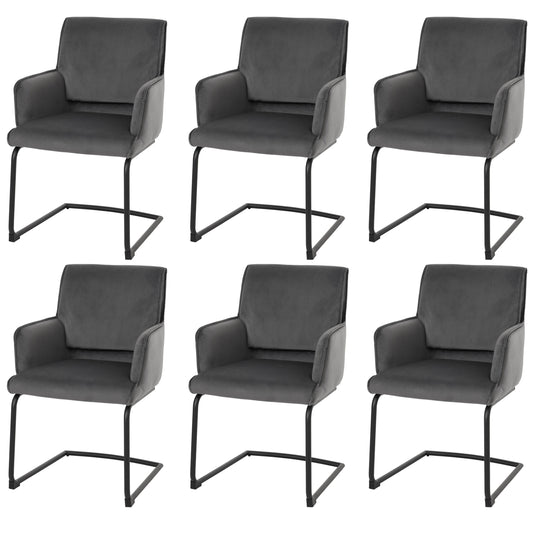 Cosmo Casa - Set van 6 Sledestoelen - Textiel - Donkergrijs