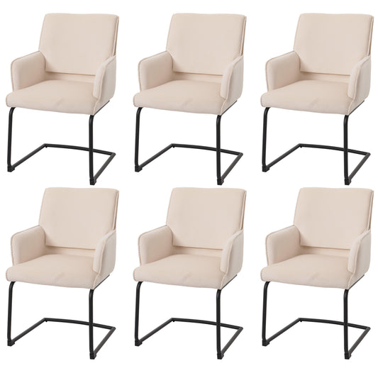 Cosmo Casa - Set van 6 Sledestoelen - Textiel - Crème-Beige