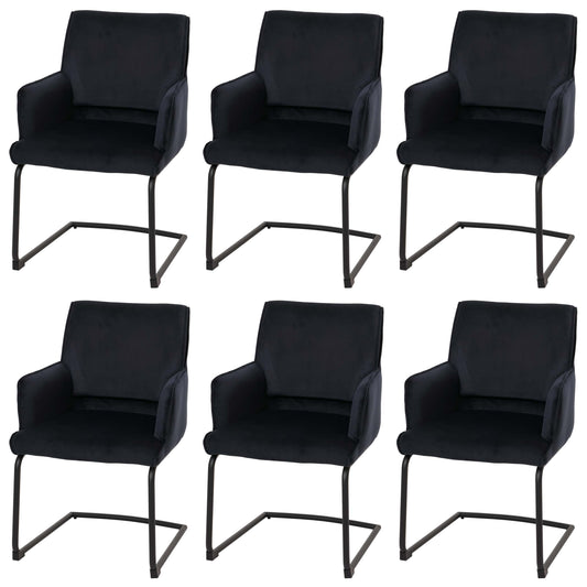 Cosmo Casa - Set van 6 Sledestoelen - Textiel - Antracietblauw