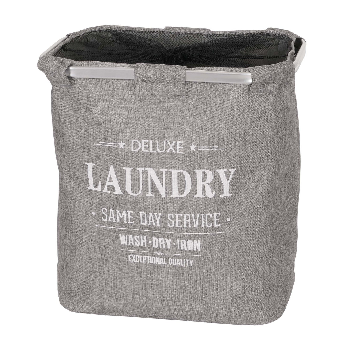 Cosmo Casa - Wasverzamelaar - Wasbox met Net en 1 Vak - Textiel - Grijs