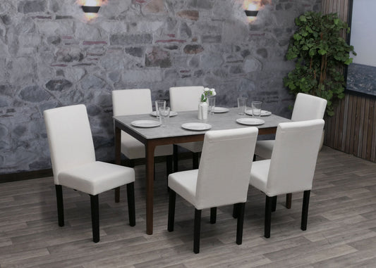 Cosmo Casa - Set van 2 Littau Eetkamerstoelen - Keukenstoelen met Hoge Rugleuning - Koordhout Stof - Crème - Donkere Poten