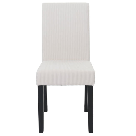 Cosmo Casa - Set van 2 Littau Eetkamerstoelen - Keukenstoelen met Hoge Rugleuning - Koordhout Stof - Crème - Donkere Poten