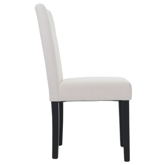 Cosmo Casa - Set van 2 Littau Eetkamerstoelen - Keukenstoelen met Hoge Rugleuning - Koordhout Stof - Crème - Donkere Poten