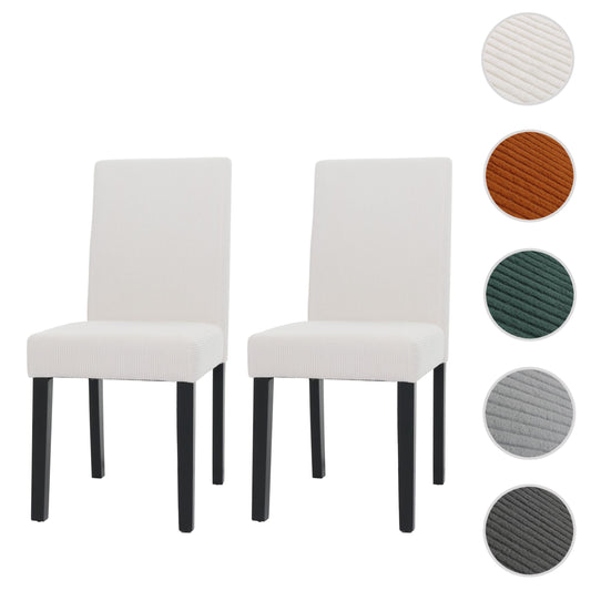 Cosmo Casa - Set van 2 Littau Eetkamerstoelen - Keukenstoelen met Hoge Rugleuning - Koordhout Stof - Crème - Donkere Poten