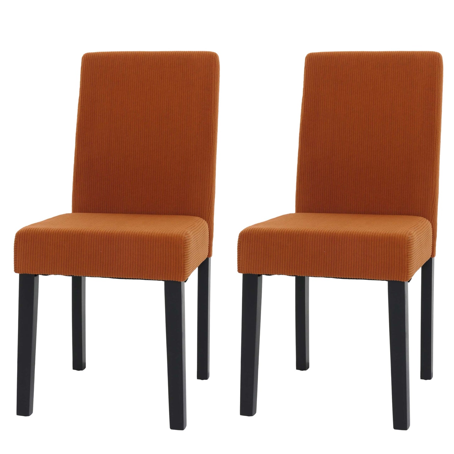 Cosmo Casa - Set van 2 Littau Eetkamerstoelen - Keukenstoelen met Hoge Rugleuning - Ribfluweel Stof - Terracotta - Donkere Poten