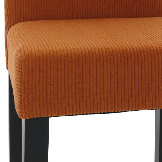 Cosmo Casa - Set van 2 Littau Eetkamerstoelen - Keukenstoelen met Hoge Rugleuning - Ribfluweel Stof - Terracotta - Donkere Poten