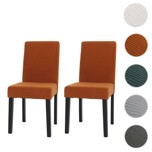 Cosmo Casa - Set van 2 Littau Eetkamerstoelen - Keukenstoelen met Hoge Rugleuning - Ribfluweel Stof - Terracotta - Donkere Poten