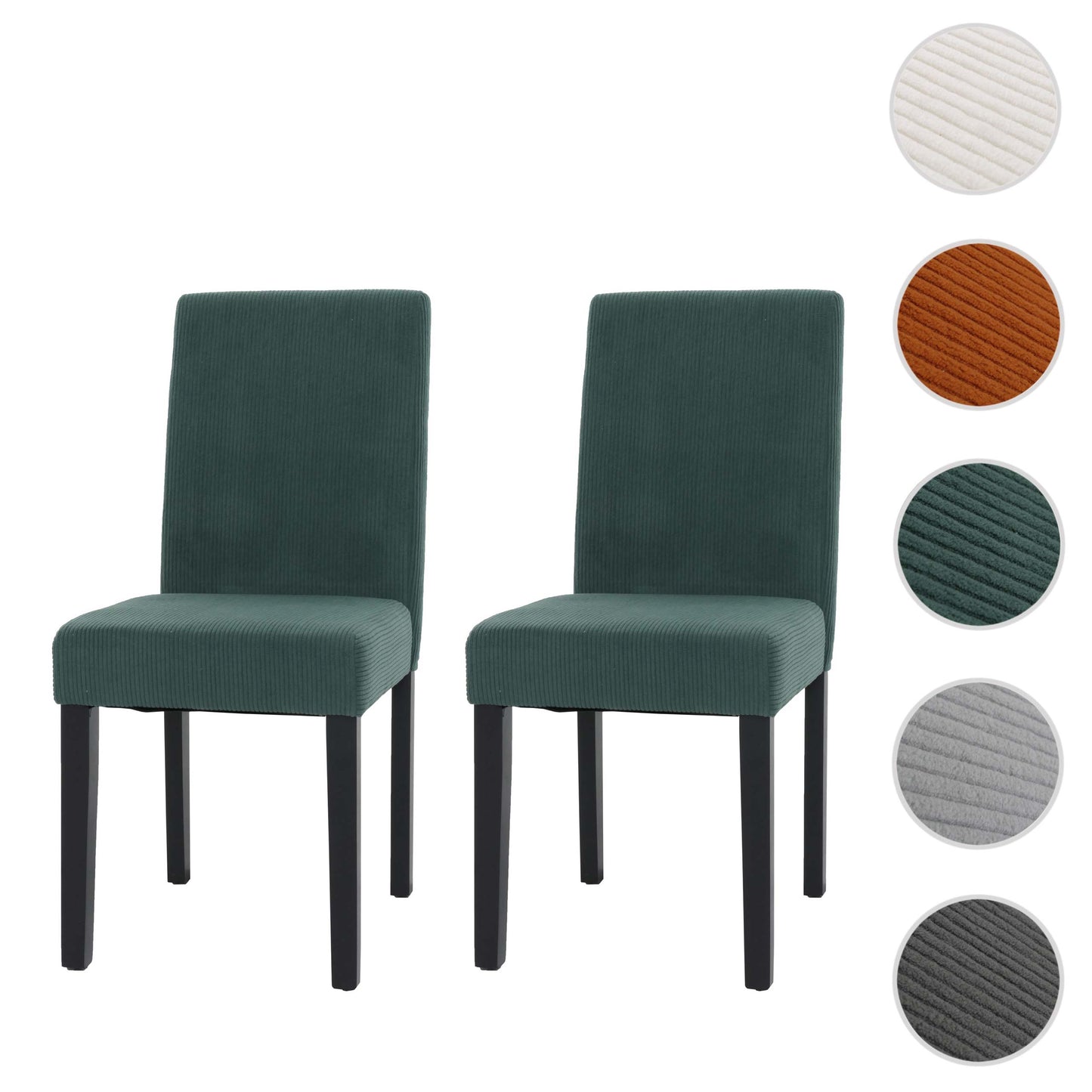 Cosmo Casa - Set van 2 Littau Eetkamerstoelen - Keukenstoelen met Hoge Rugleuning - Koordhout Stof - Groen - Donkere Poten