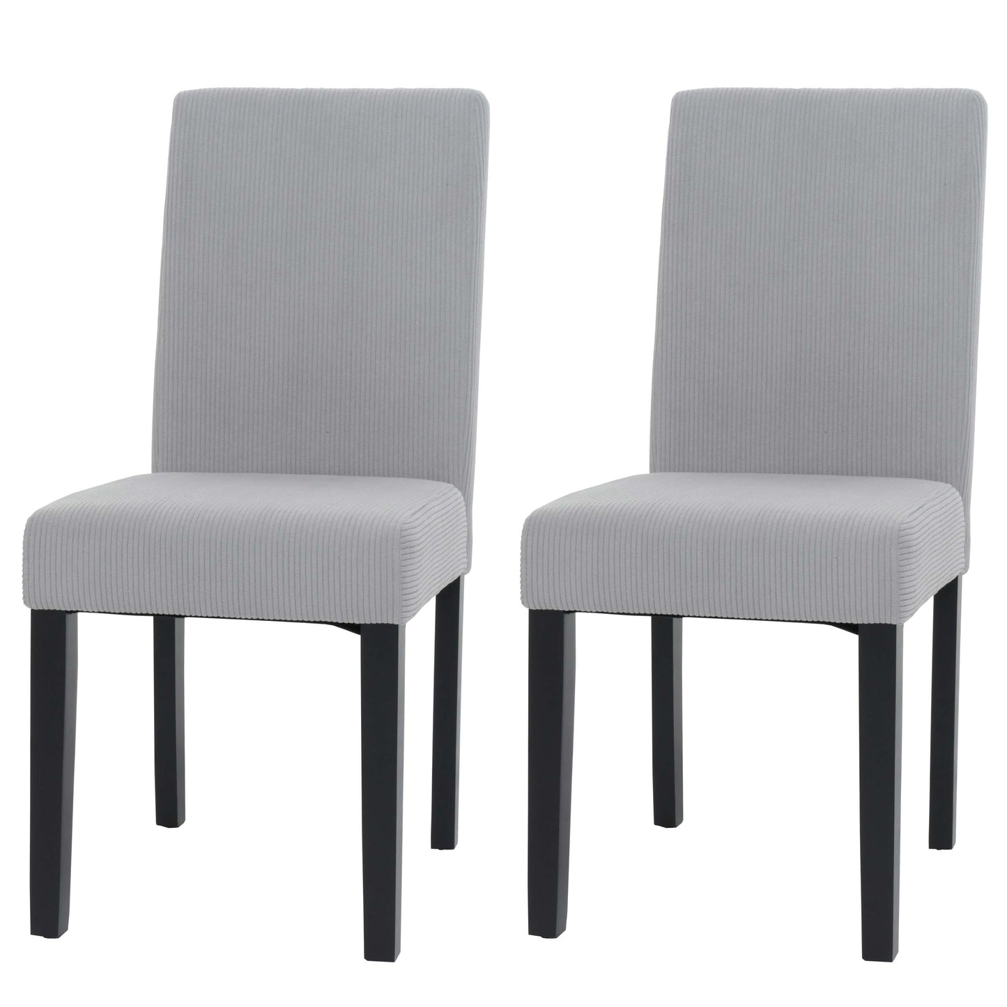 Cosmo Casa - Set van 2 Littau Eetkamerstoelen - Keukenstoelen met Hoge Rugleuning - Koordhout Stof - Lichtgrijs - Donkere Poten