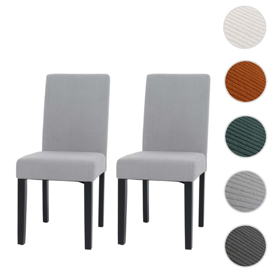 Cosmo Casa - Set van 2 Littau Eetkamerstoelen - Keukenstoelen met Hoge Rugleuning - Koordhout Stof - Lichtgrijs - Donkere Poten