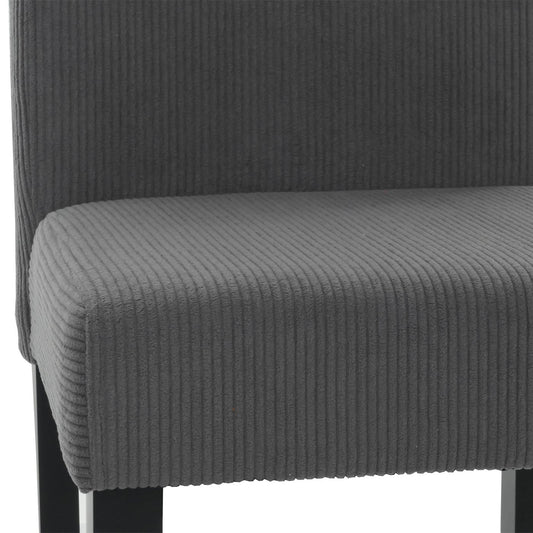 Cosmo Casa - Set van 2 Littau Eetkamerstoelen - Keukenstoelen met Hoge Rugleuning - Koordhout Stof - Donkergrijs - Donkere Poten