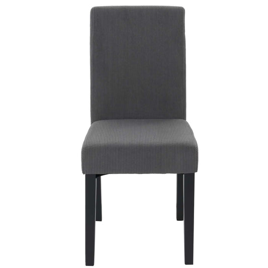 Cosmo Casa - Set van 2 Littau Eetkamerstoelen - Keukenstoelen met Hoge Rugleuning - Koordhout Stof - Donkergrijs - Donkere Poten