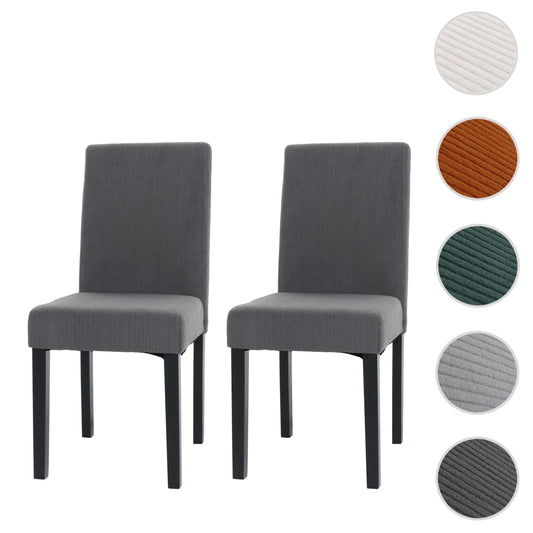 Cosmo Casa - Set van 2 Littau Eetkamerstoelen - Keukenstoelen met Hoge Rugleuning - Koordhout Stof - Donkergrijs - Donkere Poten