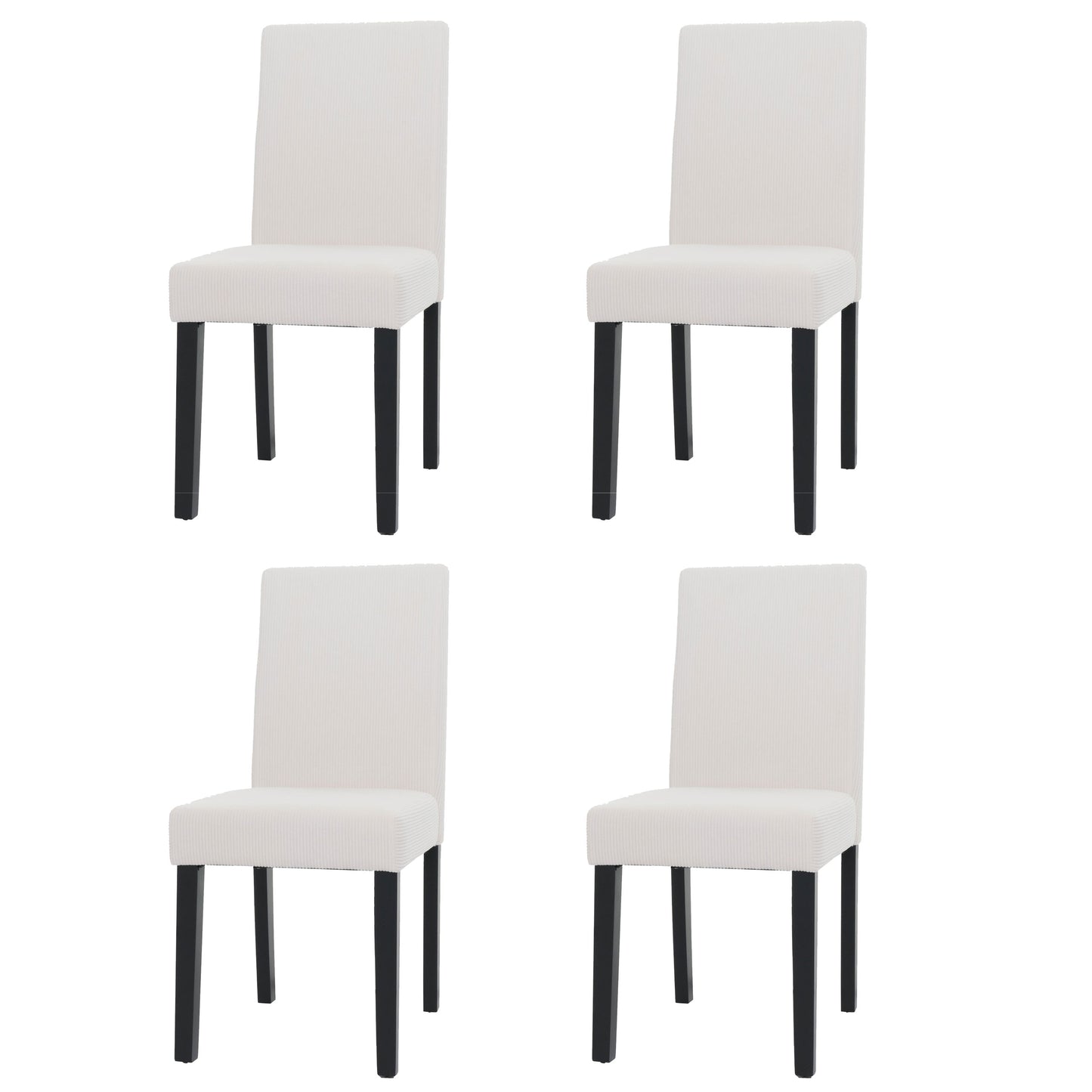 Cosmo Casa - Set van 4 Littau Eetkamerstoelen - Keukenstoelen met Hoge Rugleuning - Koordhout Stof - Crème - Donkere Poten