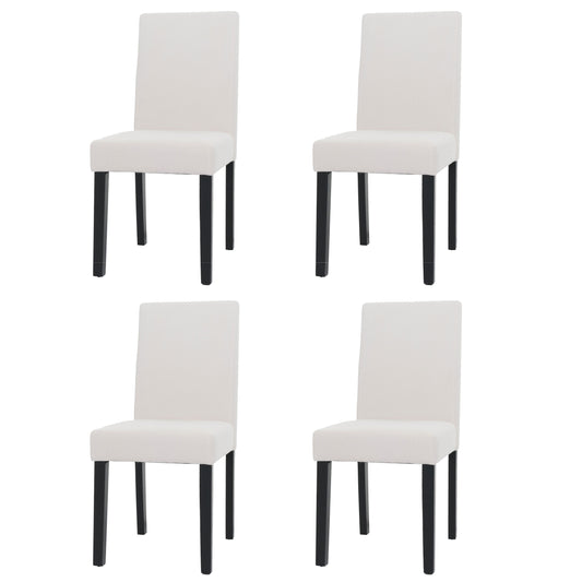 Cosmo Casa - Set van 4 Littau Eetkamerstoelen - Keukenstoelen met Hoge Rugleuning - Koordhout Stof - Crème - Donkere Poten