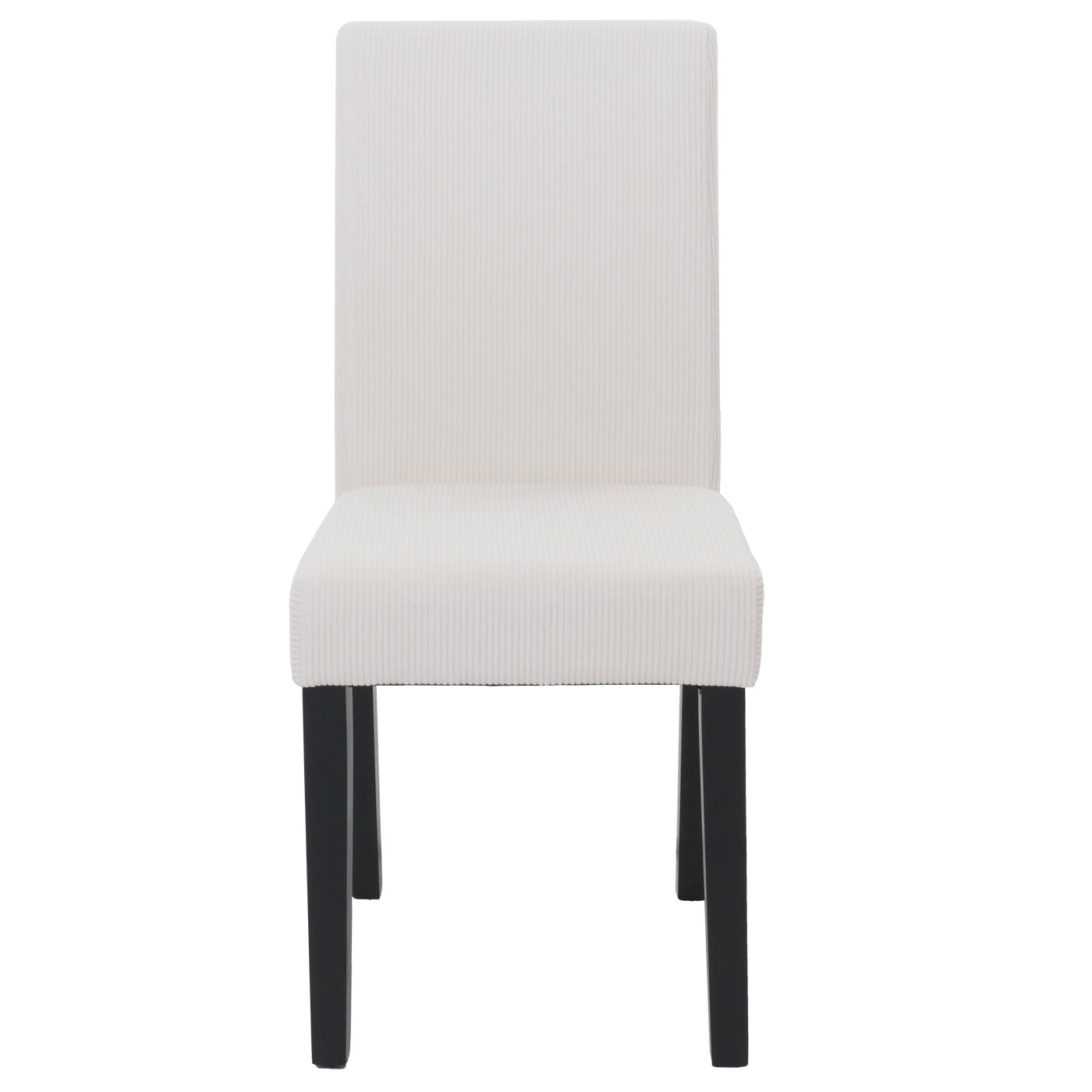 Cosmo Casa - Set van 4 Littau Eetkamerstoelen - Keukenstoelen met Hoge Rugleuning - Koordhout Stof - Crème - Donkere Poten